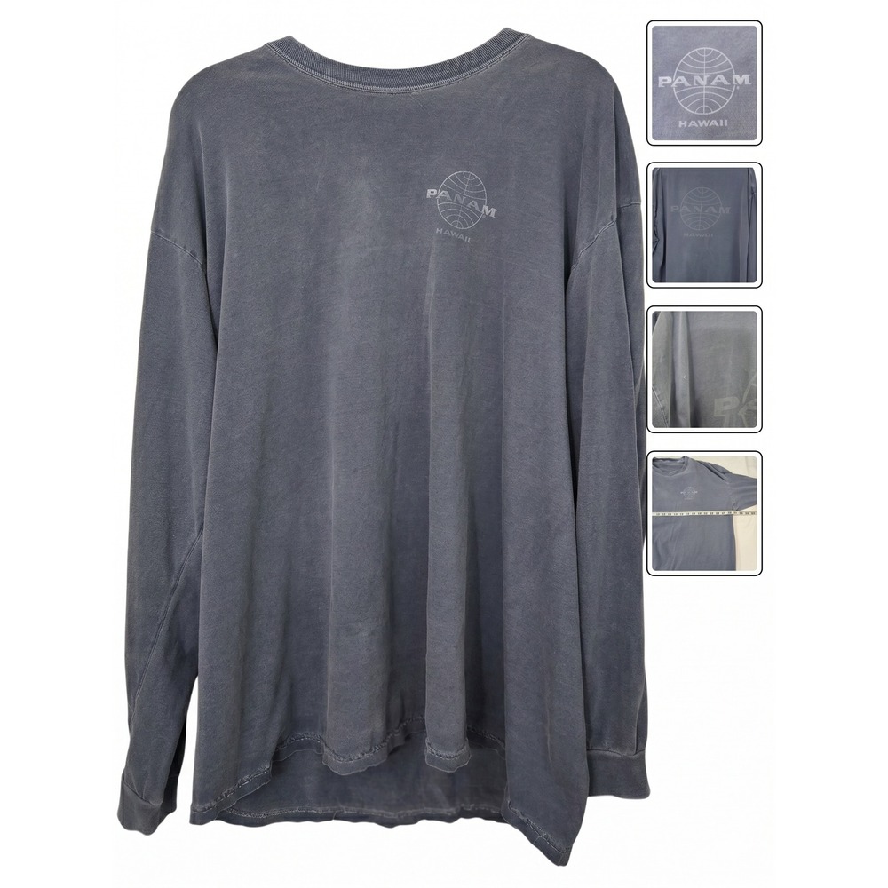 Pan‎ Am Hawaii Long Sleeve Shirt XXL Sun Faded Grey Thrashed Malibu Shirt Co